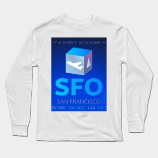 San Francisco IT american BLUE design cube Long Sleeve T-Shirt